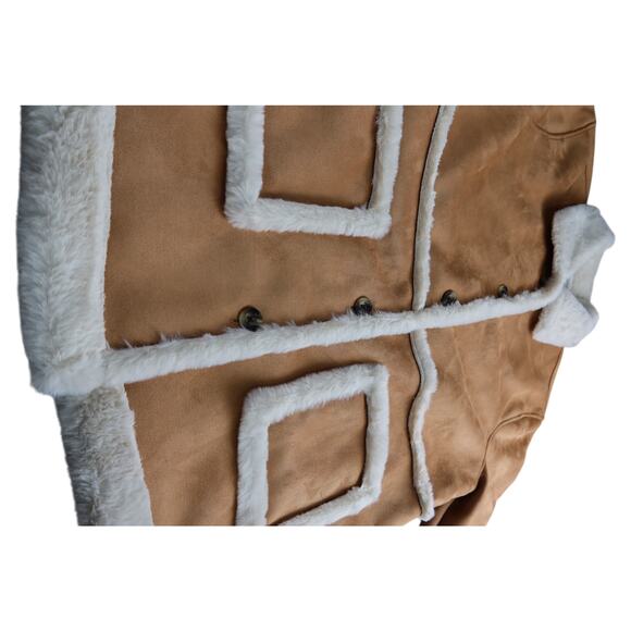 Sonoma Tan Pea Coat White Faux Fur Women's XL - Picture 7 of 8